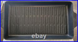 Cast Iron Double Burner Grill 18 X 10 Pampered Chef Non Stick Grill Inside NEW