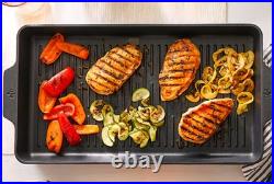 Cast Iron Double Burner Grill 18 X 10 Pampered Chef Non Stick Grill Inside NEW