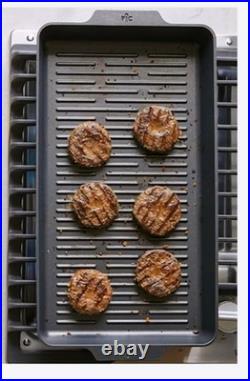 Cast Iron Double Burner Grill 18 X 10 Pampered Chef Non Stick Grill Inside NEW