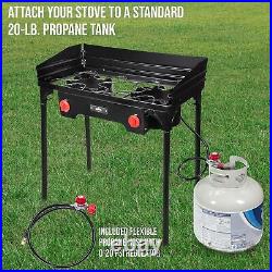 Cast Iron Double-Burner Outdoor Gas Stove 150 000 BTU Portable Propane Co