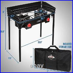 Cast Iron Double-Burner Outdoor Gas Stove 150 000 BTU Portable Propane Co