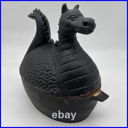 Cast Iron Dragon Steamer Humidifier Diffuser For Wood Stove Or Fireplace Rusty