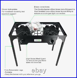 Cast Iron Free Stand LP Propane Double Burner Cooking Stove Range Outdoor Cooker