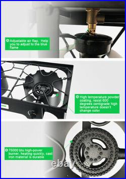 Cast Iron Free Stand LP Propane Double Burner Cooking Stove Range Outdoor Cooker