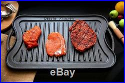 Cast Iron Griddle Reversible Grill Kitchen BBQ Steak Oven Gas Stove Pre Seasoned