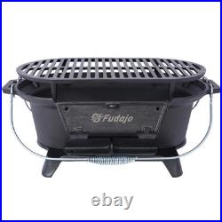 Cast Iron Hibachi Grill Portable Stove Charcoal Skillet for Outdoor BBQ Cooking
