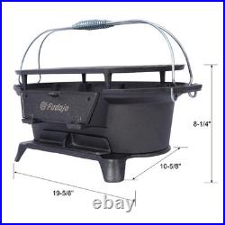 Cast Iron Hibachi Grill Portable Stove Charcoal Skillet for Outdoor BBQ Cooking