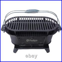 Cast Iron Hibachi Grill Portable Stove Charcoal Skillet for Outdoor BBQ Cooking