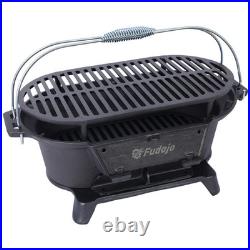 Cast Iron Hibachi Grill Portable Stove Charcoal Skillet for Outdoor BBQ Cooking