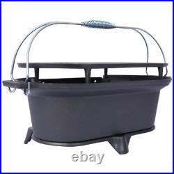 Cast Iron Hibachi Grill Portable Stove Charcoal Skillet for Outdoor BBQ Cooking