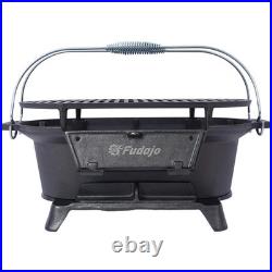 Cast Iron Hibachi Grill Portable Stove Charcoal Skillet for Outdoor BBQ Cooking