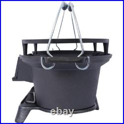 Cast Iron Hibachi Grill Portable Stove Charcoal Skillet for Outdoor BBQ Cooking