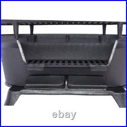 Cast Iron Hibachi Grill Portable Stove Charcoal Skillet for Outdoor BBQ Cooking