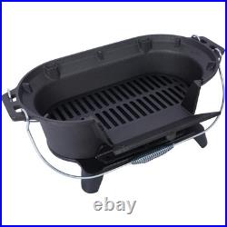 Cast Iron Hibachi Grill Portable Stove Charcoal Skillet for Outdoor BBQ Cooking