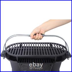 Cast Iron Hibachi Grill Portable Stove Charcoal Skillet for Outdoor BBQ Cooking