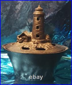 Cast Iron Lighthouse Wood Or Coal Stove Steamer/Humidifier Vintage