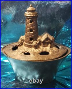 Cast Iron Lighthouse Wood Or Coal Stove Steamer/Humidifier Vintage