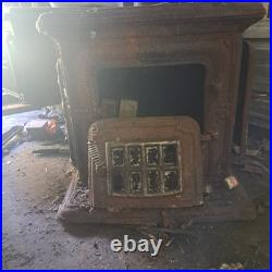 Cast Iron & Metal Freestanding Woodstove Brown with Front Door Grate, Wood Fuel