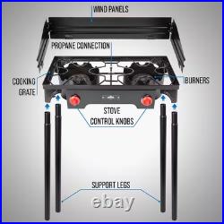 Cast Iron Outdoor Burner Dual Stove with Carrying Bag