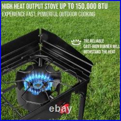 Cast Iron Outdoor Burner Dual Stove with Carrying Bag Cast Iron Outdoor Burner Dual Stove with Carrying Bag
