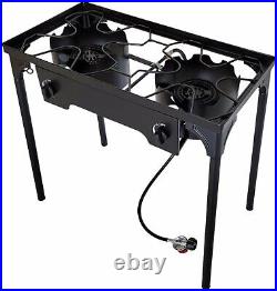 Cast Iron Outdoor High-Pressure Double Burner Propane Stove Cooker & Stand