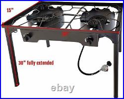Cast Iron Outdoor High-Pressure Double Burner Propane Stove Cooker & Stand