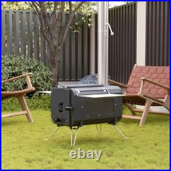 Cast Iron Portable Wood Burning Camping Stove, Compact Tent Stove with Chimne