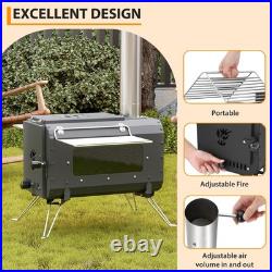 Cast Iron Portable Wood Burning Camping Stove, Compact Tent Stove with Chimne