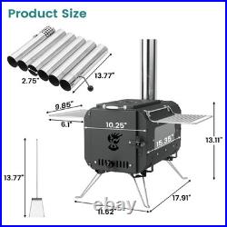 Cast Iron Portable Wood Burning Camping Stove, Compact Tent Stove with Chimne