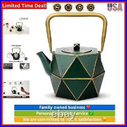 Cast Iron Teapot, Stovetop Safe Japanese Cast Iron Tea Kettle, Diamond Design