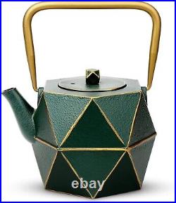 Cast Iron Teapot, Stovetop Safe Japanese Cast Iron Tea Kettle, Diamond Design