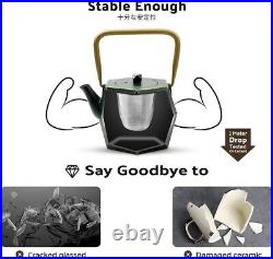 Cast Iron Teapot, Stovetop Safe Japanese Cast Iron Tea Kettle, Diamond Design