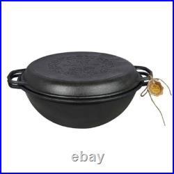 Cast Iron Uzbek Kazan Cauldron 15.85 Qt with Lid Outdoor Cooking Pot
