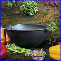 Cast Iron Uzbek Kazan Cauldron 15.85 Qt with Lid Outdoor Cooking Pot