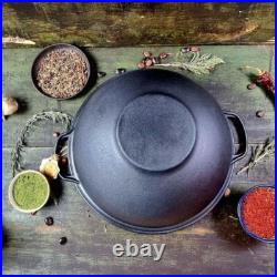 Cast Iron Uzbek Kazan Cauldron 15.85 Qt with Lid Outdoor Cooking Pot
