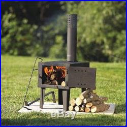 Cast Iron Wood Burning Stove Camp Tent Galvanized Steel Building Outside S