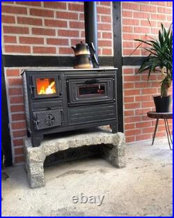 Cast Iron Wood Burning Stove with OVEN & Cooktop 9 kW (15000 BTU) Heater