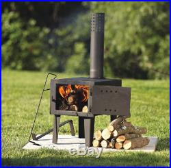 Cast Iron Wood Pellet Burning Stove Camp Tent Galvanized Steel Building Outside