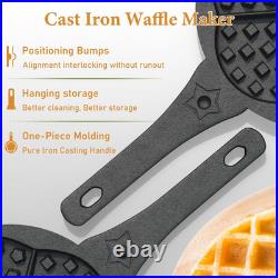 Cast Iron Wood Stove Steamer & Humidifier + Retro Waffle Maker Bundle Dual-Lay