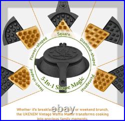 Cast Iron Wood Stove Steamer & Humidifier + Retro Waffle Maker Bundle Dual-Lay