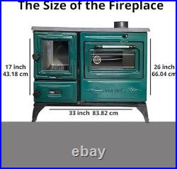 Cast Iron Wood Stove with Oven Firebrick Lined Heater 1000sqft Made in Turkey