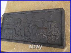 Cast Iron wood stove panel (Fireback) Moose and Lumberjacks