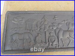 Cast Iron wood stove panel (Fireback) Moose and Lumberjacks