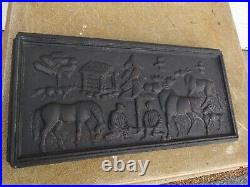 Cast Iron wood stove panel (Fireback) Moose and Lumberjacks