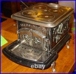 Cast iron antique nickelplated'Little Willie' salesman sample cook stove-16235