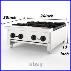 Commercial Gas Stove 4 Burners 112,000 BTU Propane Natural Countertop Cooking