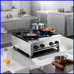 Commercial Gas Stove 4 Burners 112,000 BTU Propane Natural Countertop Cooking