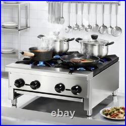 Commercial Gas Stove 4 Burners 112,000 BTU Propane Natural Countertop Cooking