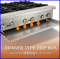 Commercial Natural Gas Range Hot Plate 6 Burners Countertop Propane Restaurant