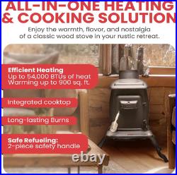 Company Cast Iron Wood Stove with Cool Touch Safety Handle, Heats up to 54,000 B